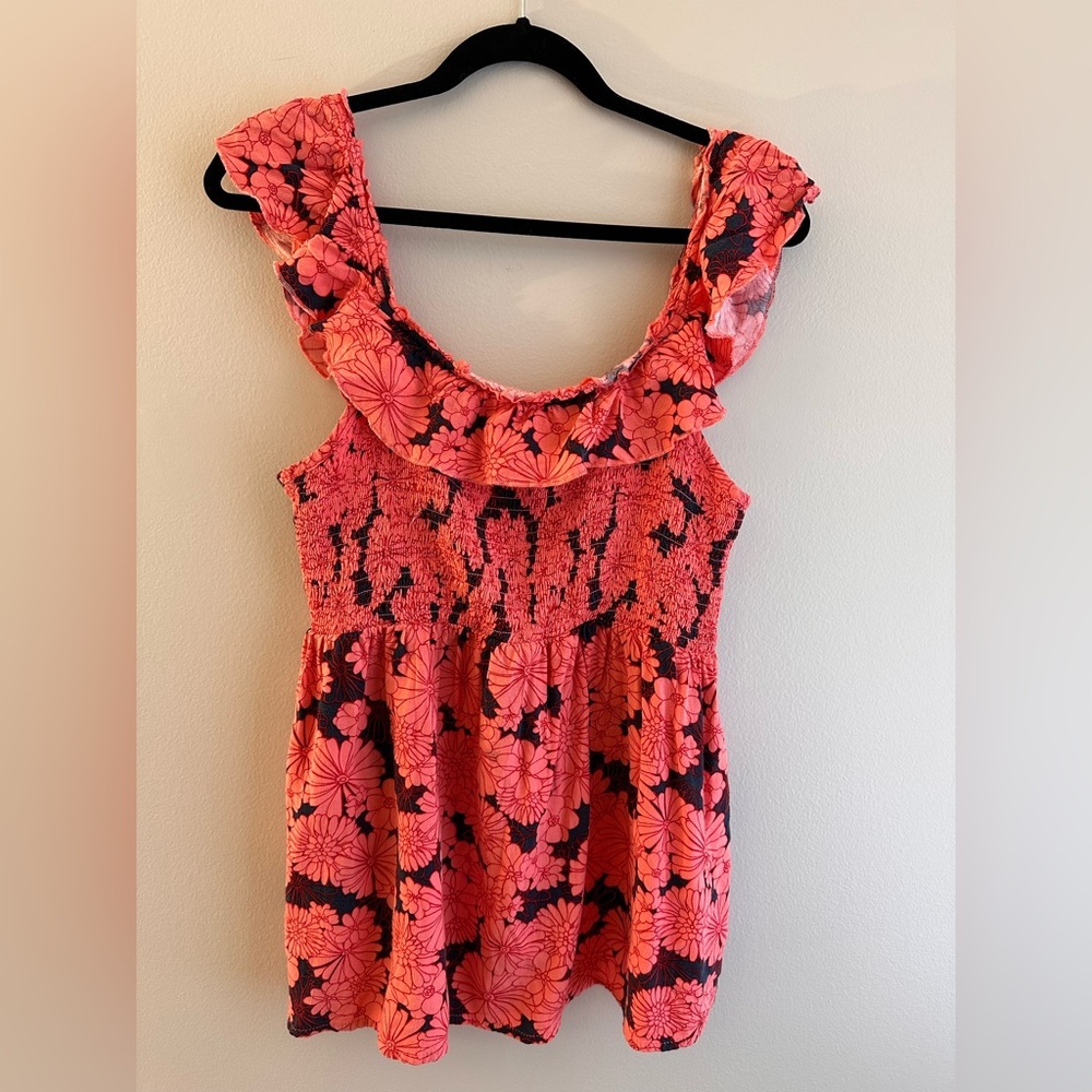 Isabel Maternity Floral Smocked Flowy Sleeveless Tank Size L